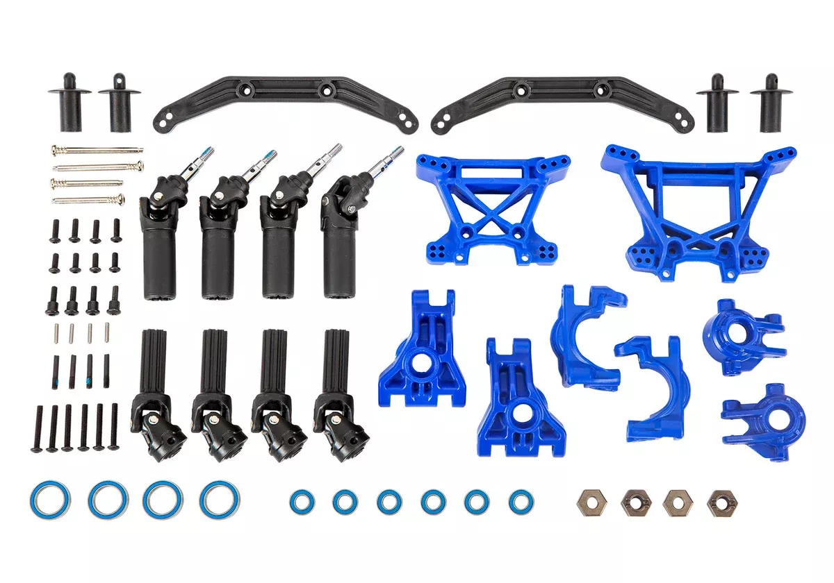 Traxxas 9080X Blue Extreme Heavy Duty Upgrage Kit for 4x4 Slash, Hoss, Rustler or Raptor R