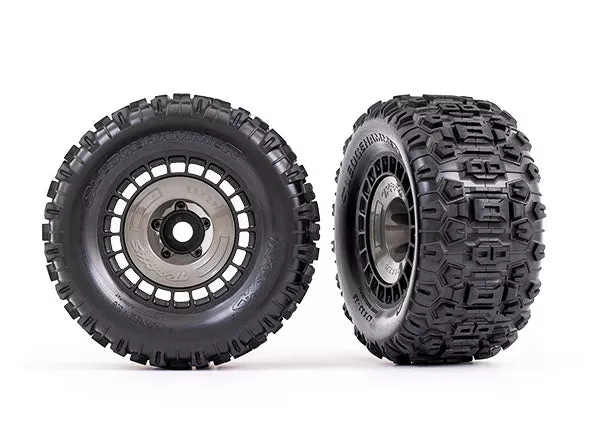 Traxxas 9572 Black/Gray 3.8" Wheels with Sledgehammer Tires 2 Pack