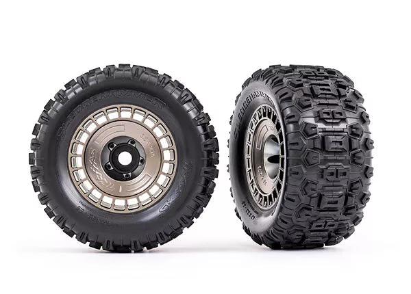 Traxxas 9572A Satin Black/Chrome 3.8" Wheels with Sledgehammer Tires 2 Pack