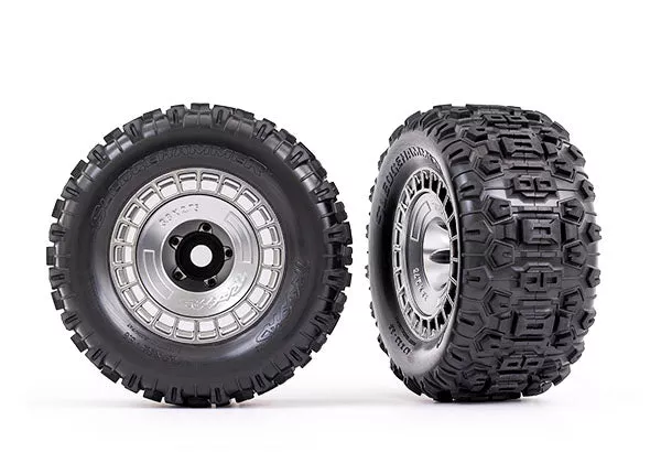 Traxxas 9572X Satin Chrome 3.8" Wheels with Sledgehammer Tires 2 Pack