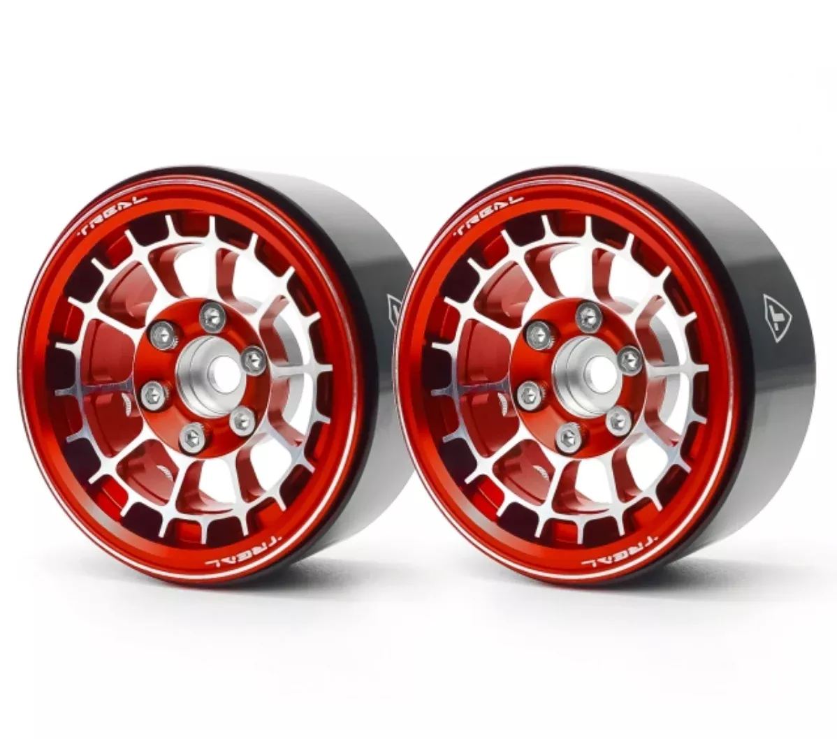 Treal Hobby (X0033DK10B) Red Aluminum 1.9" Beadlock Wheels Type A (1 Pair)
