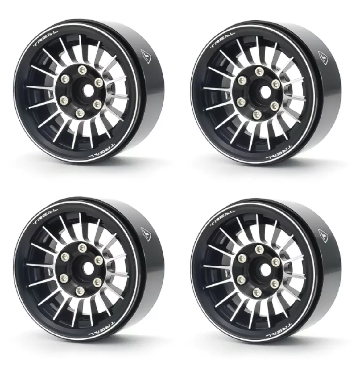 Treal Hobby (X0039J7RAV) Black Aluminum 1.9" Beadlock Crawler Wheels Type J (Set of 4)