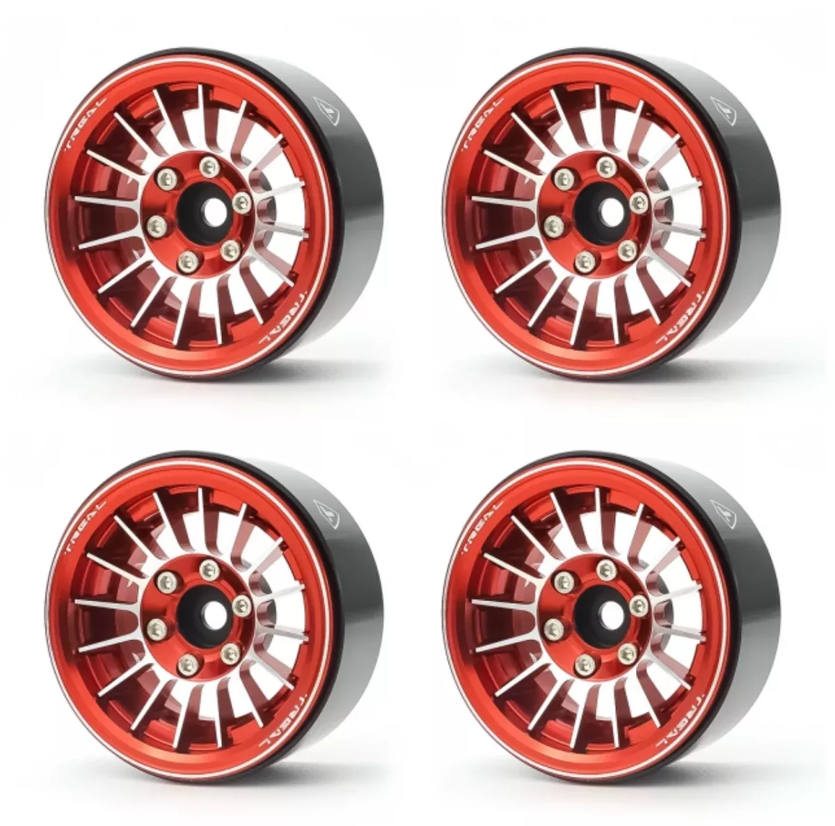 Treal Hobby (X0039J93CV) Red Aluminum 1.9" Beadlock Crawler Wheels Type J (Set of 4)