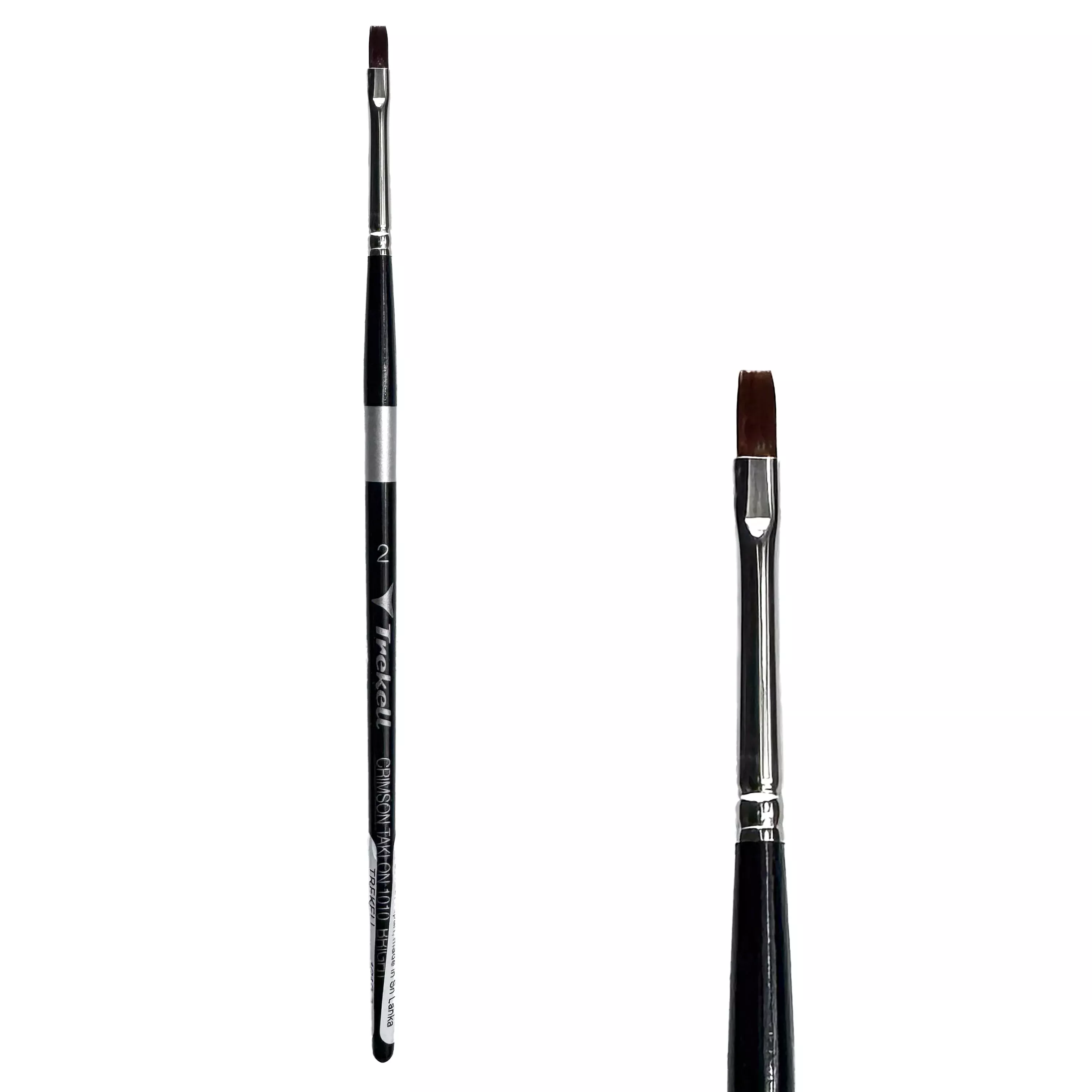 Trekell Crimson Taklon Short Handle Artist Brush - Size #2 Bright
