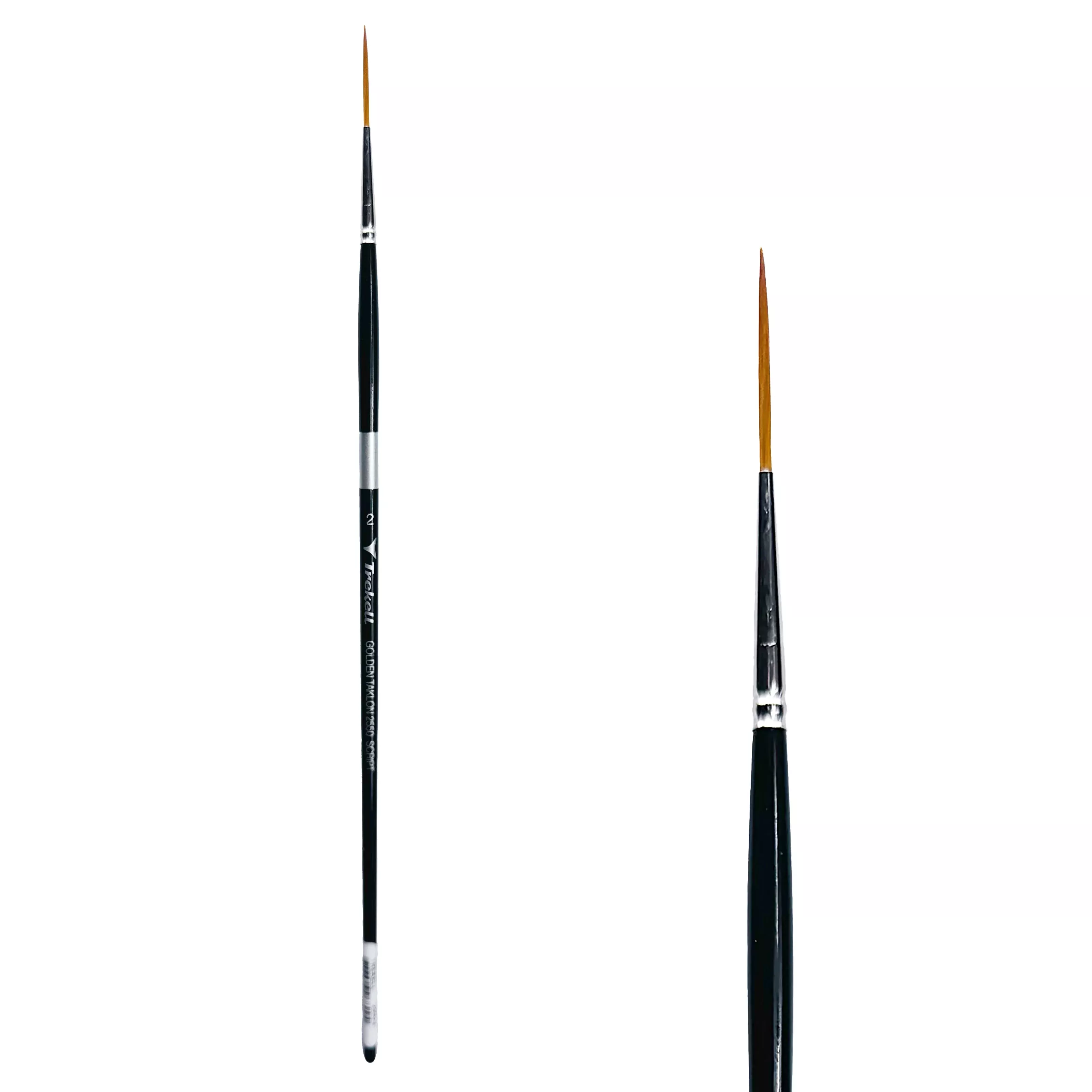 Trekell Golden Taklon Long Handle Artist Brush -Size #2 Script Rigger