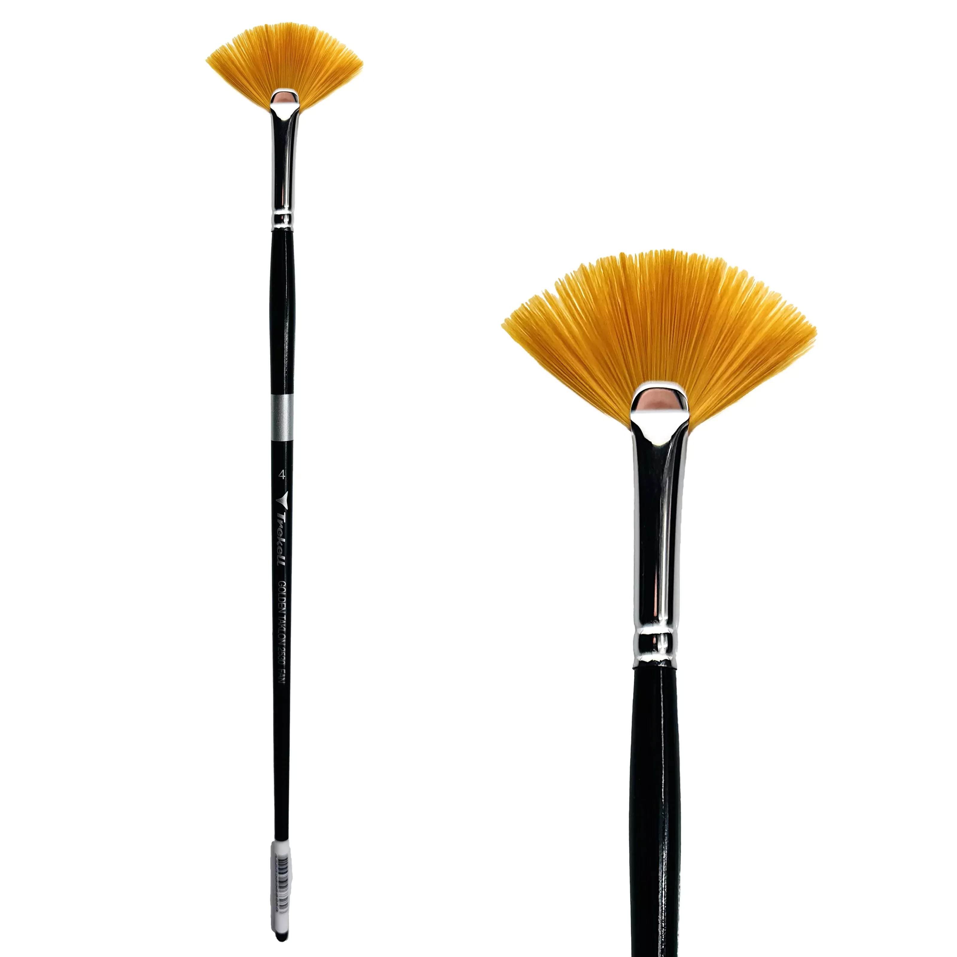 Trekell Golden Taklon Long Handle Artist Brush -Size #4 Fan