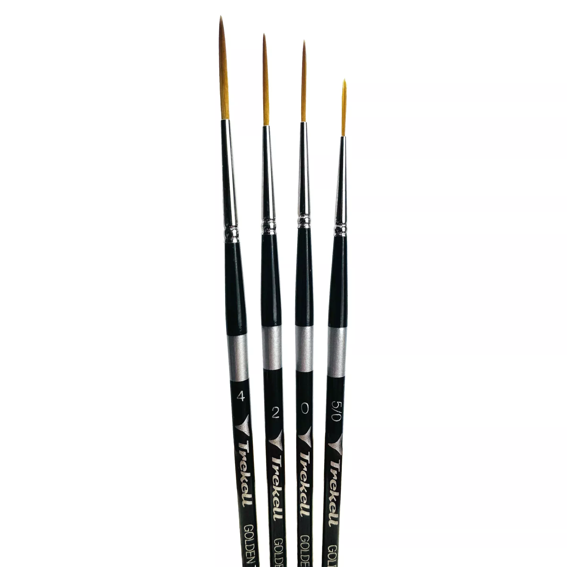 Trekell Golden Taklon Short Handle Artist Brush -Complete Set - Script/Rigger