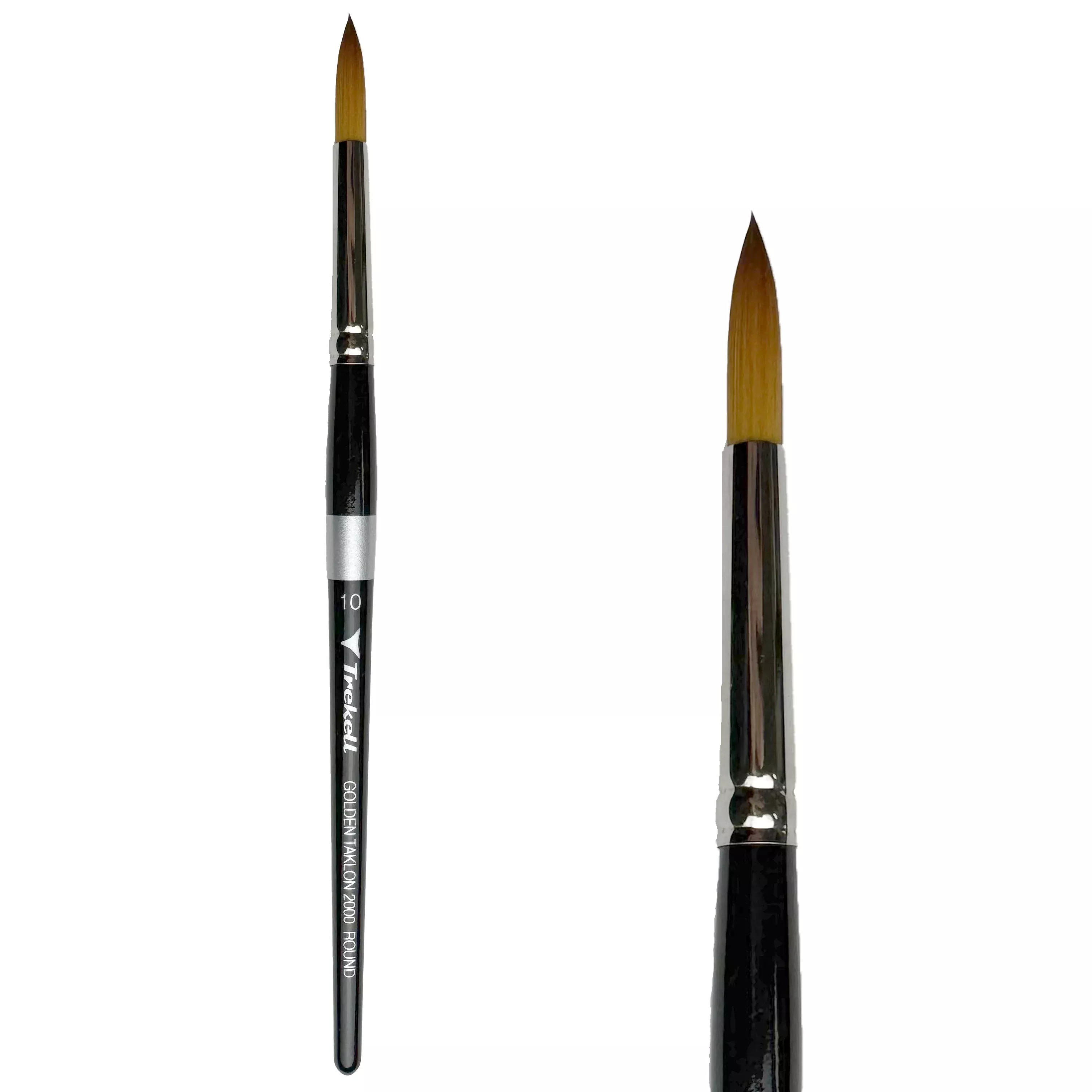Trekell Golden Taklon Short Handle Artist Brush -Size #10 Round