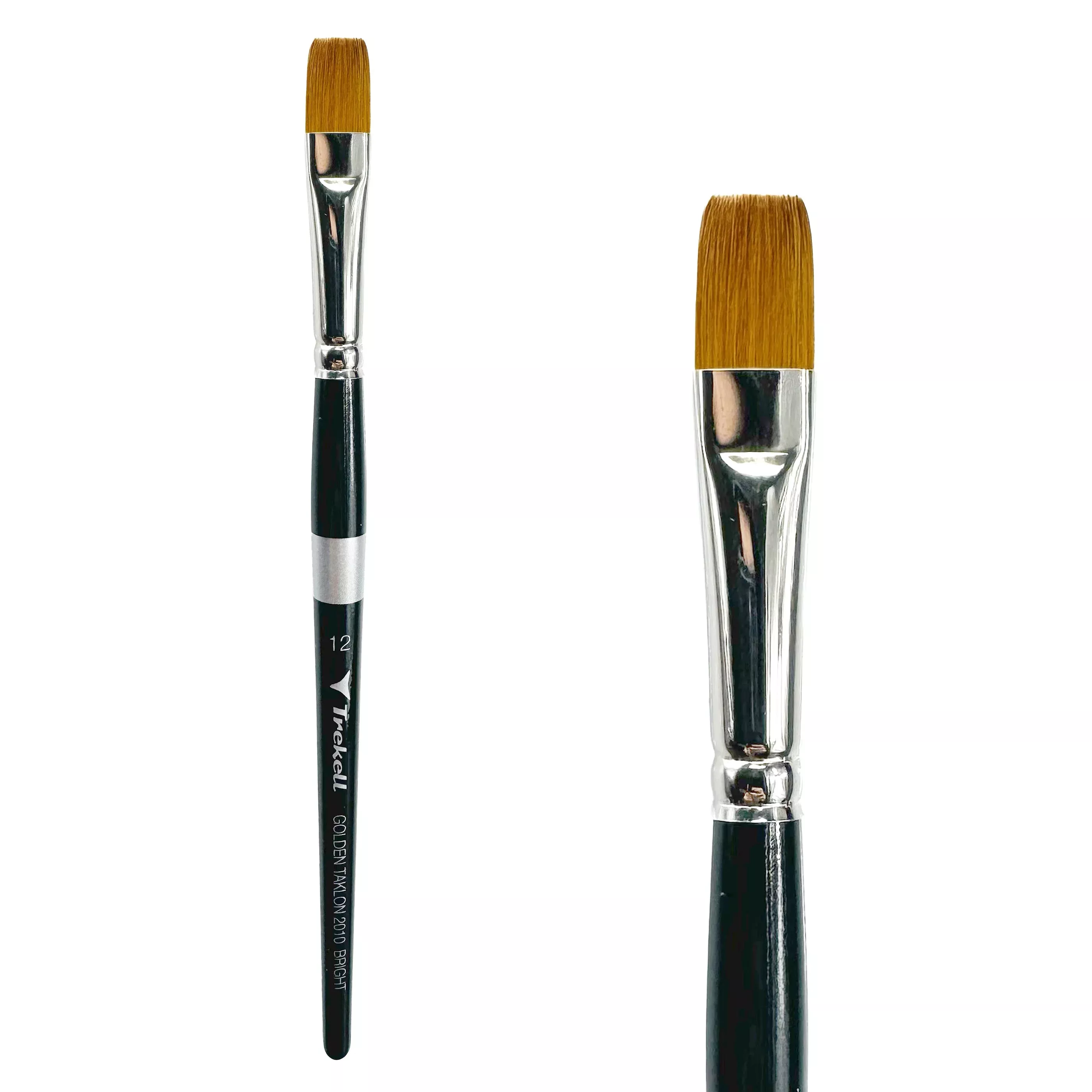 Trekell Golden Taklon Short Handle Artist Brush -Size #12 Bright