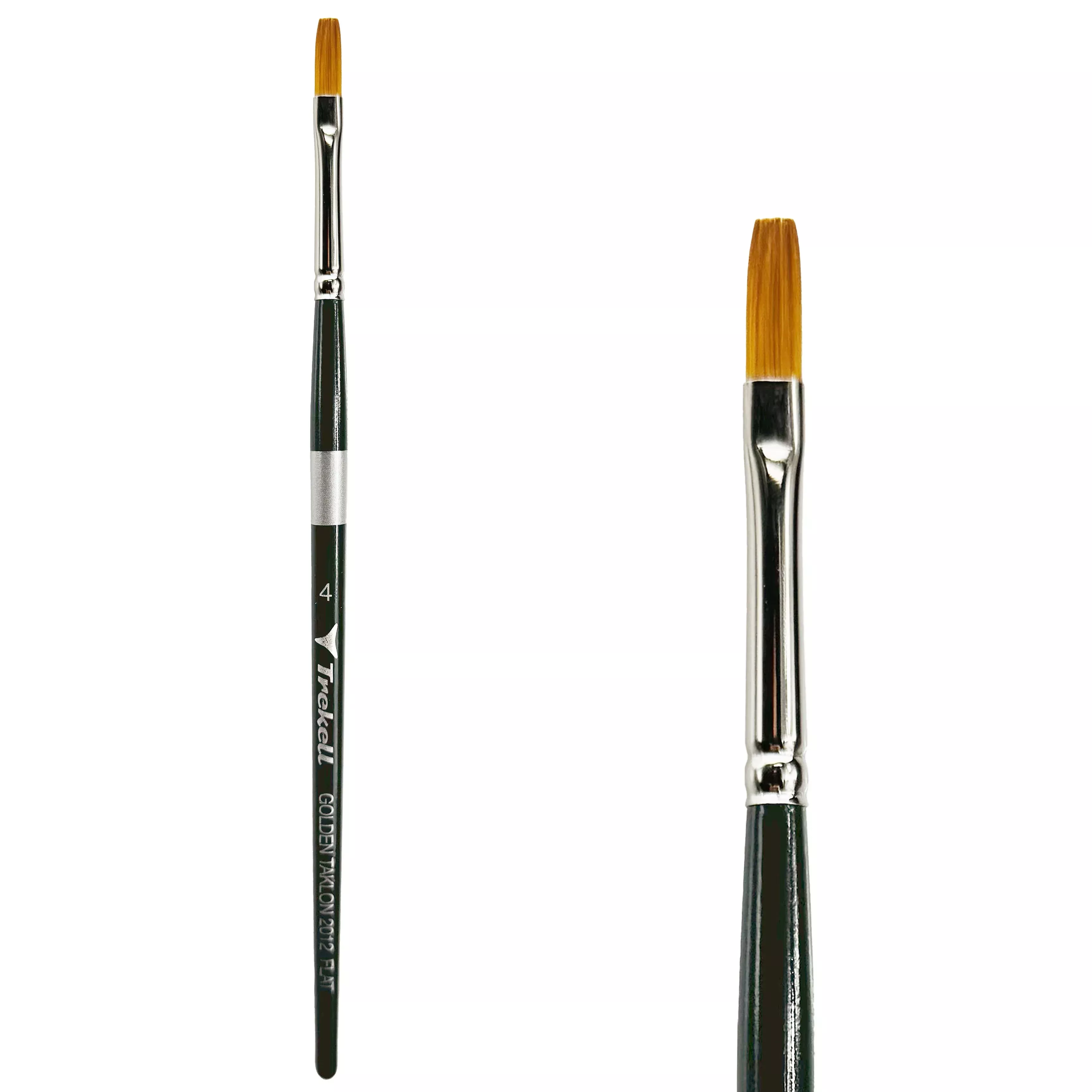 Trekell Golden Taklon Short Handle Artist Brush -Size #4 Bright
