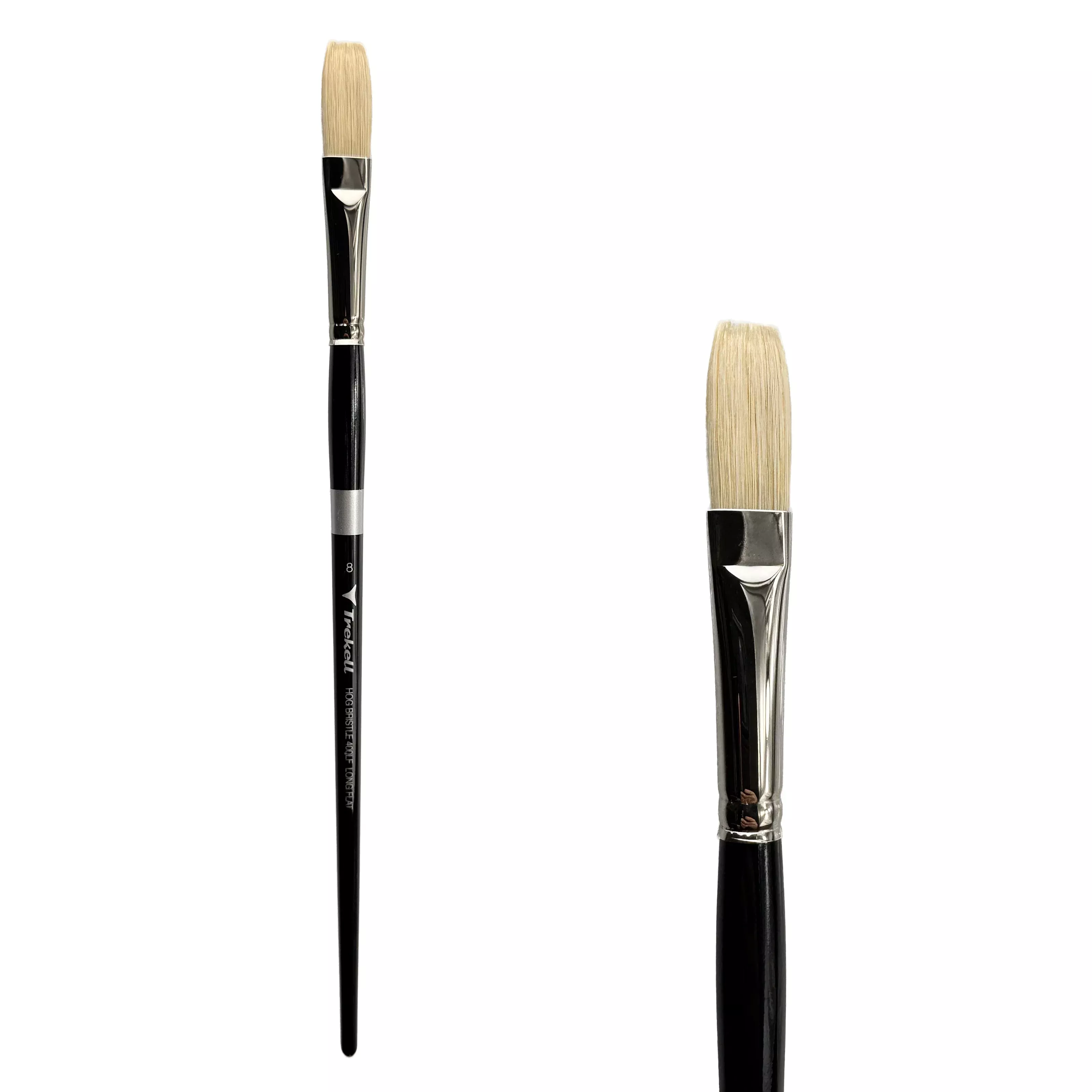 Trekell Hog Bristle Long Handle Artist Brush - Size #8 Long Flat