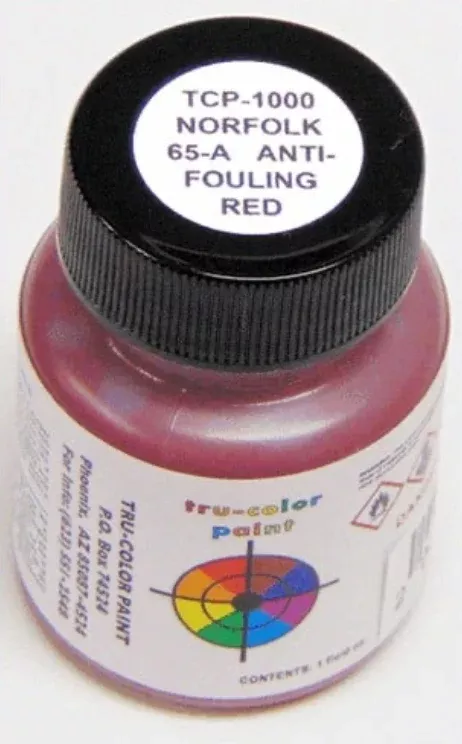 Tru-Color 1000 Norfolk 65-A Antifouling Red 1oz Solvent Based Acrylic Model Paint