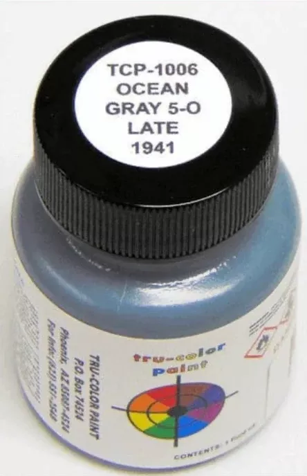 Tru-Color 1006 5-O Ocean Gray Late 1941 1oz Solvent Based Acrylic Model Paint