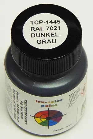 Tru-Color 1445 RAL 7021 Dunkelgray Dark Gray Solvent Based Acrylic Paint 1oz
