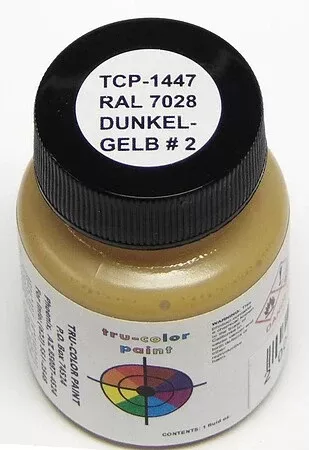 Tru-Color 1447 RAL 7028 Dunkelgelb #2 Dark Yellow Solvent Based Acrylic Paint 1oz