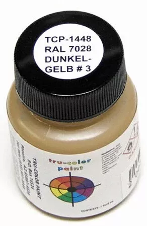 Tru-Color 1448 RAL 7028 Dunkelgelb #3 Dark Yellow Solvent Based Acrylic Paint 1oz