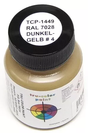 Tru-Color 1449 RAL 7028 Dunkelgelb #4 Dark Yellow Solvent Based Acrylic Paint 1oz