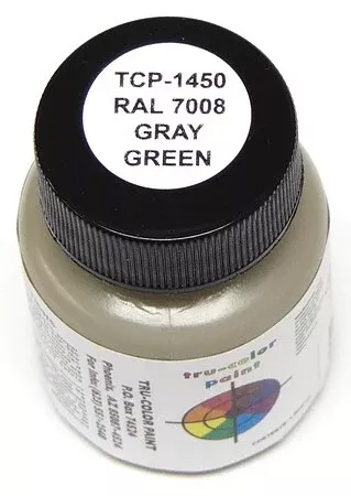 Tru-Color 1450 RAL 7008 Gray Green Solvent Based Acrylic Paint 1oz