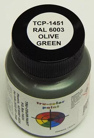 Tru-Color 1451 RAL 6003 Olive Green Solvent Based Acrylic Paint 1oz