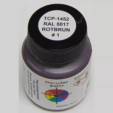 Tru-Color 1452 RAL 8017 Rotbrun #1 Red Brown Solvent Based Acrylic Paint 1oz