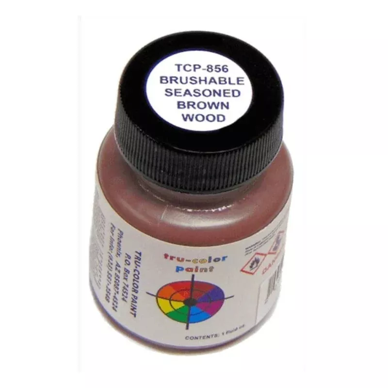 Tru-Color 856 Brushable Flat Seasoned Brown Wood 1 oz. Solvent Based Acrylic Model Paint