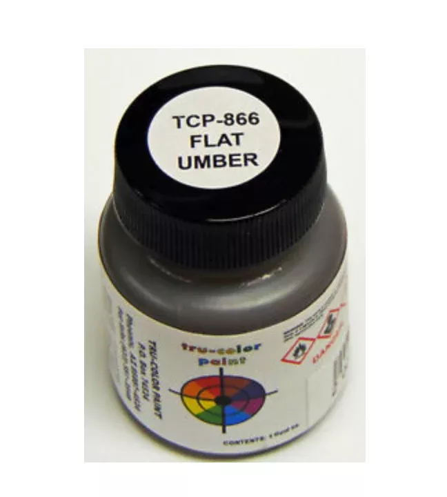 Tru-Color 866 Brushable Flat Umber 1 oz. Solvent Based Acrylic Model Paint