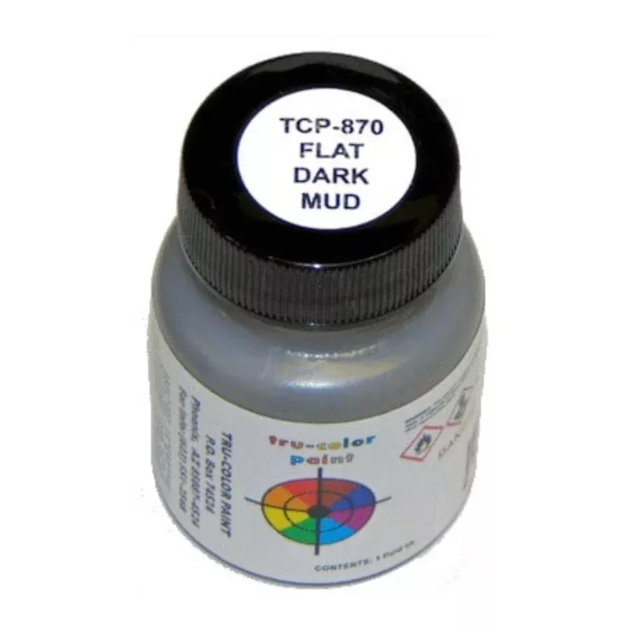 Tru-Color 870 Brushable Flat Dark Mud 1 oz. Solvent Based Acrylic Model Paint