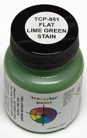 Tru-Color 881 Brushable Flat Lime Green Stain 1 oz. Solvent Based Acrylic Model Paint