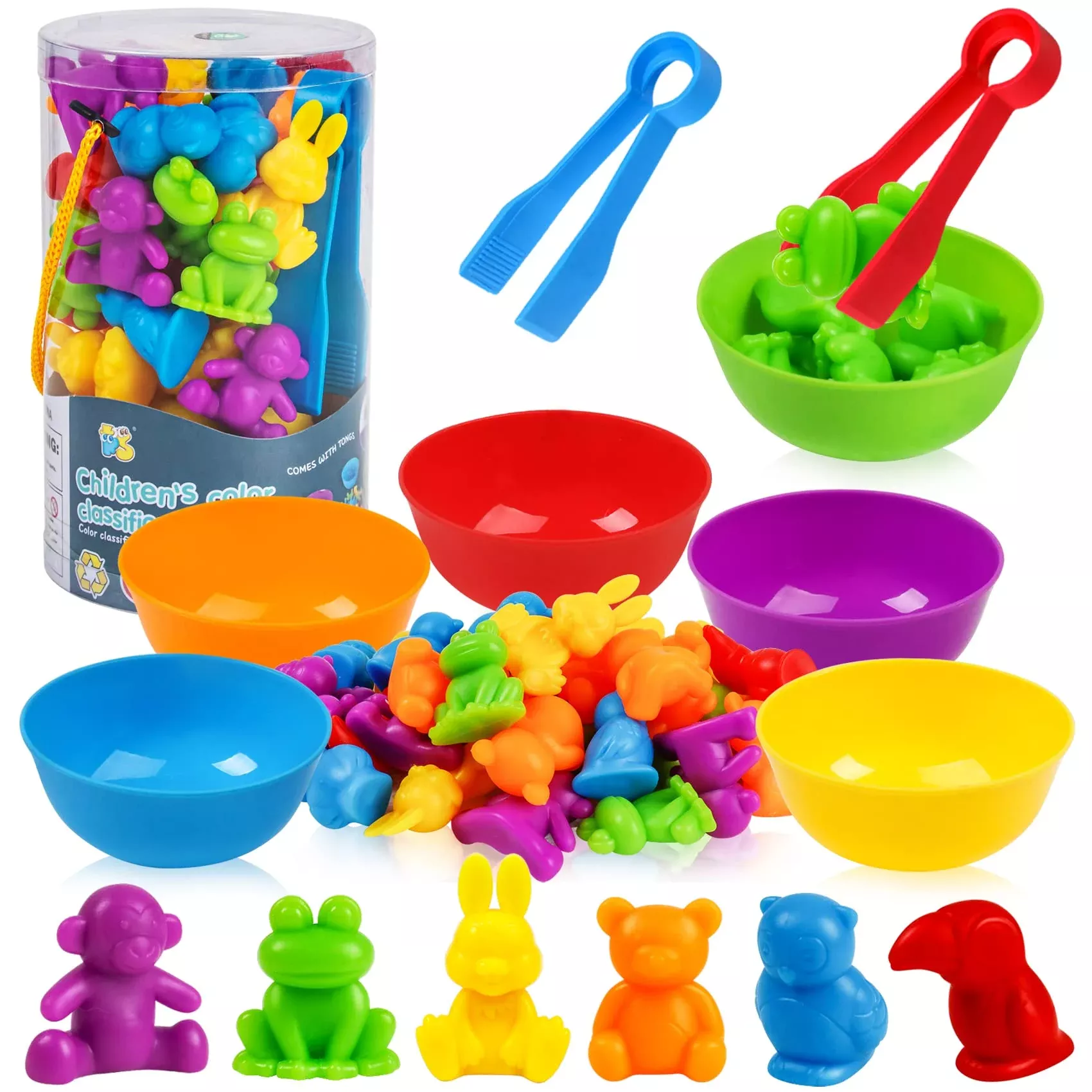 TSYAN Color Sorting Toys for Toddlers, Medium, Multicolor, 36 Pieces