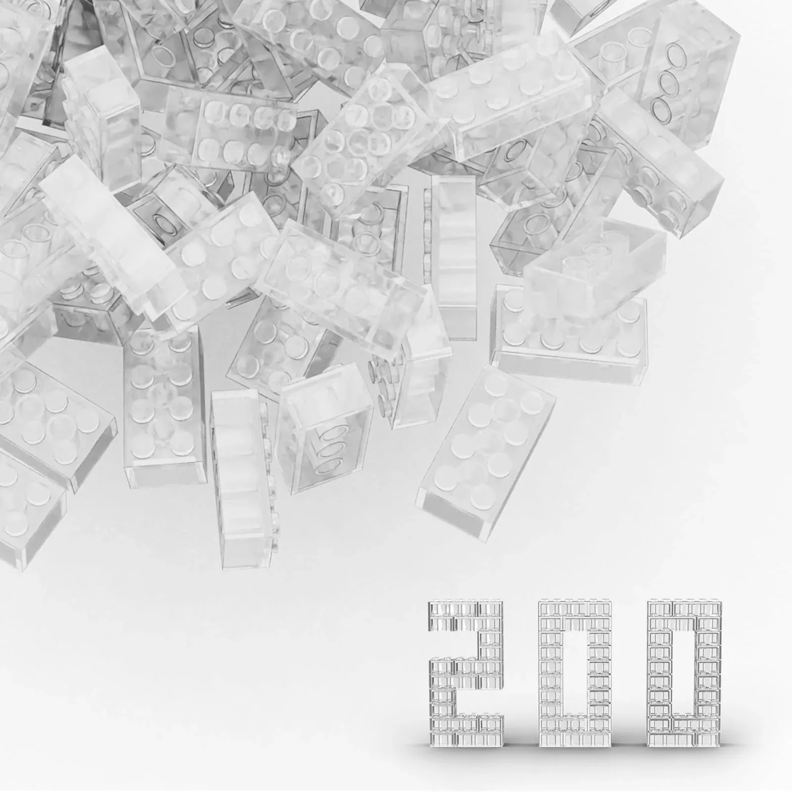 TTEHGB TOY Classic Bulk Brick Block 2x4 - 200PCS Full Transparency Pla