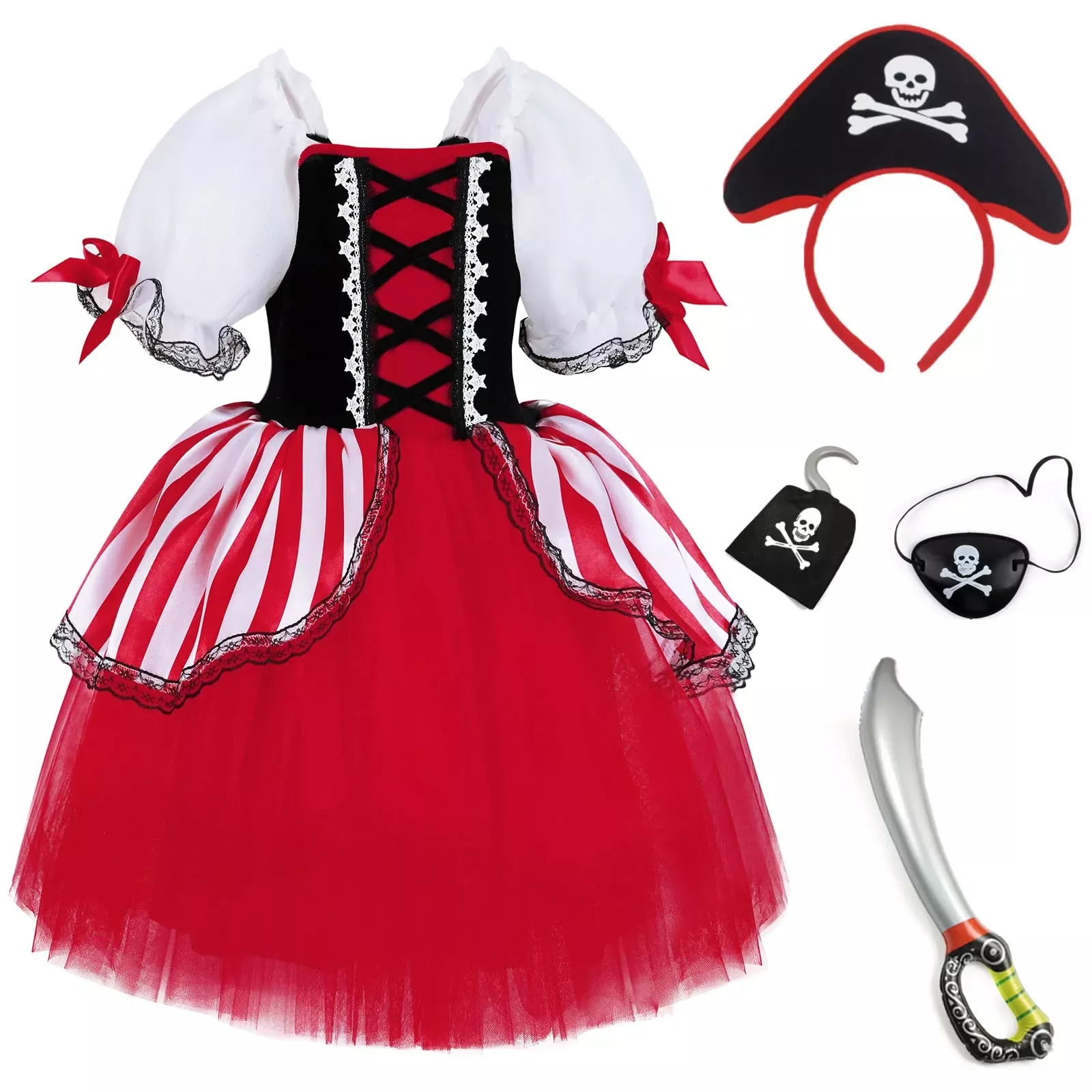 TYHTYM Pirate Costume Set for Kids, 2-3T, Red, Quality Material