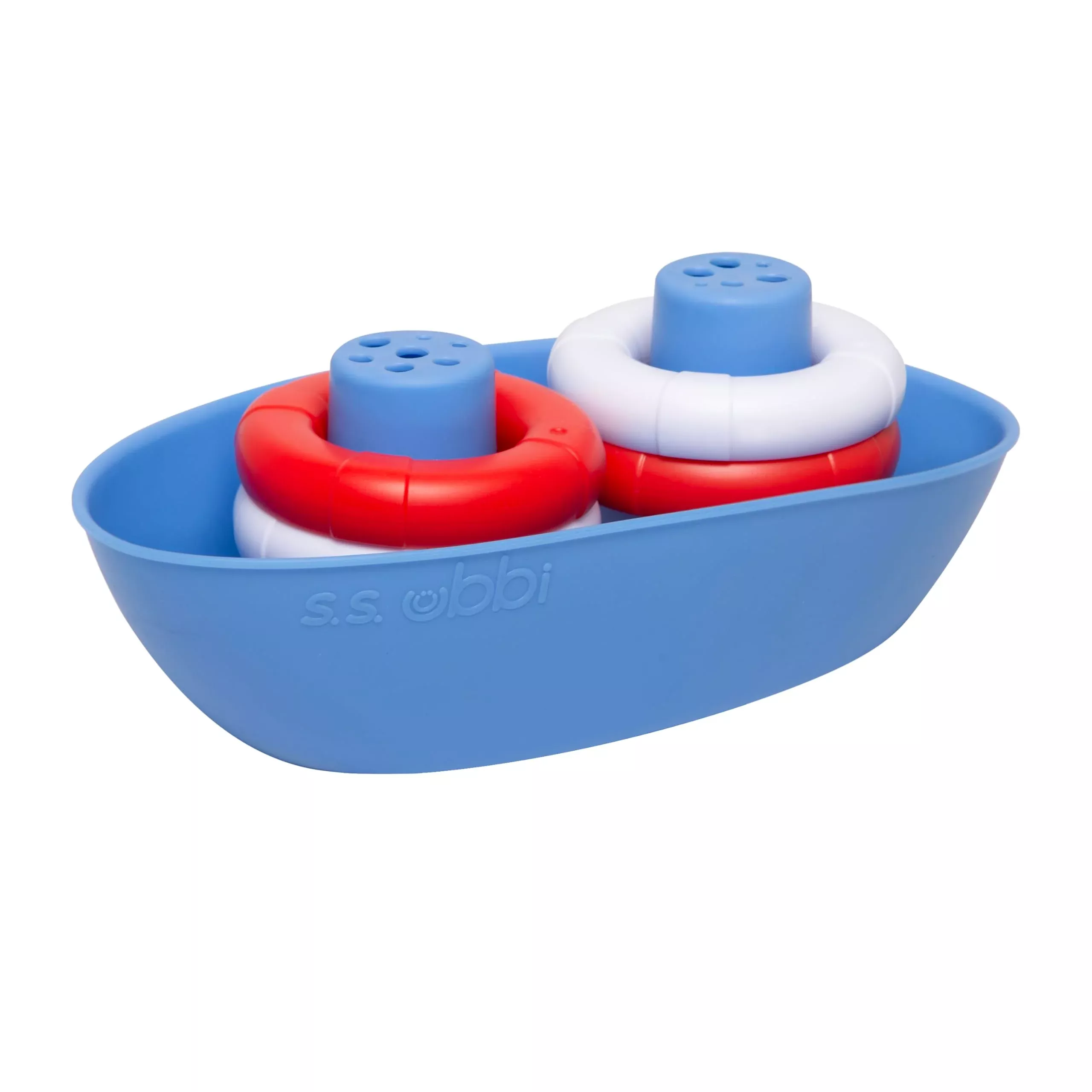 Ubbi Boat & Buoys Bath Toys Set - 5 Piece - Blue & Red