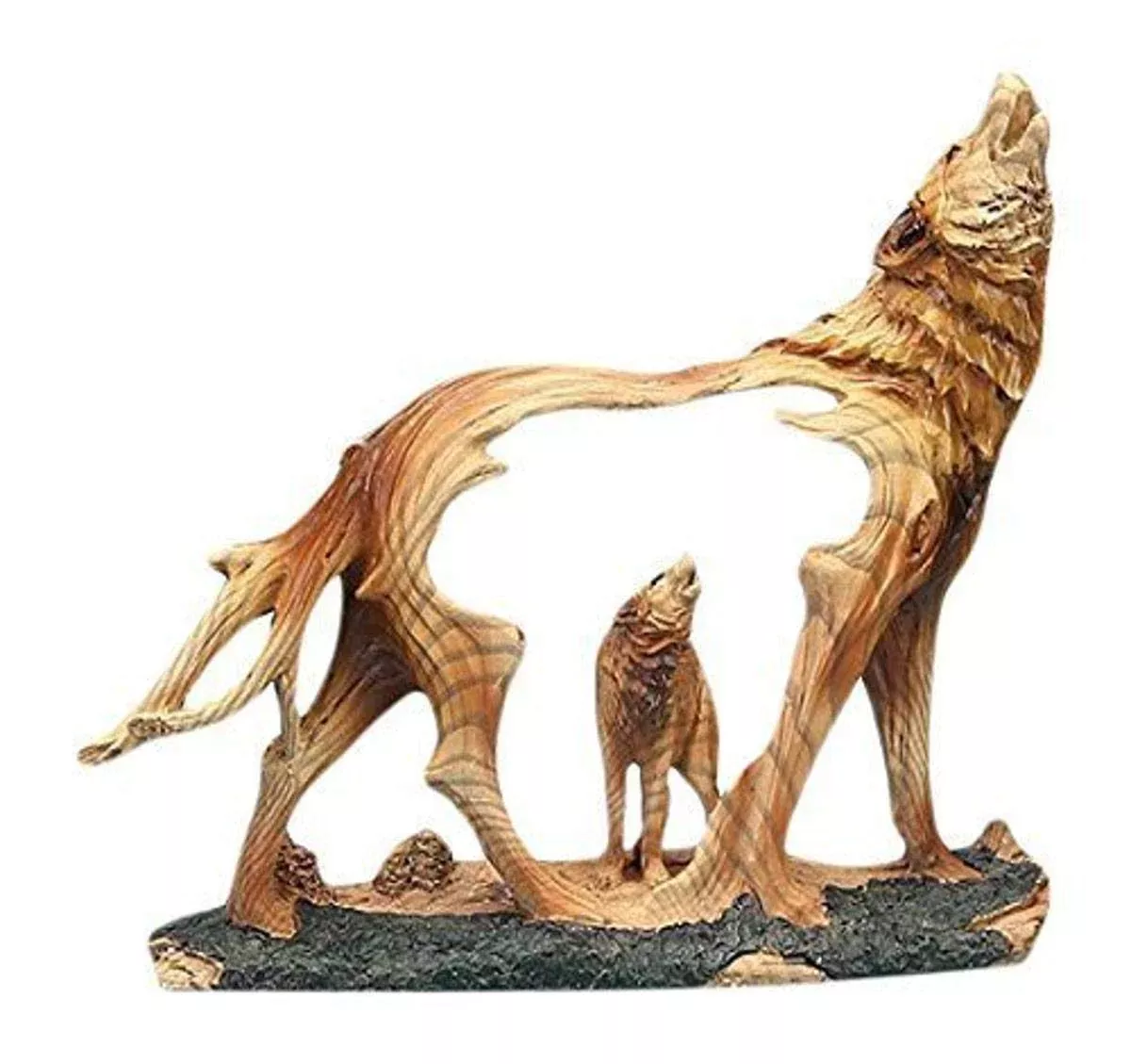 Unison Gifts Wolf Howling In The Wild Woodlike Bust Scene Carving Figu