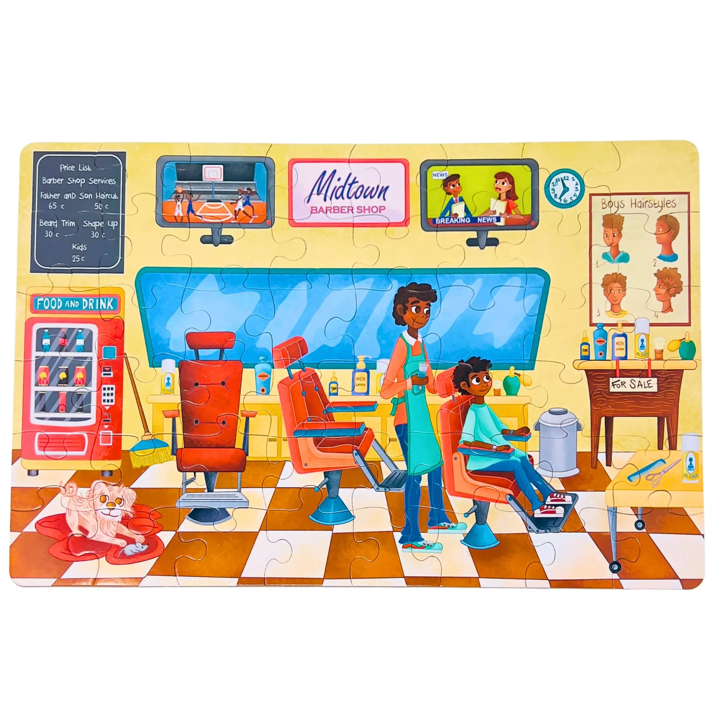 Upbounders- A Day At The Barbershop 48 Piece Floor Puzzle, Beginner Pu