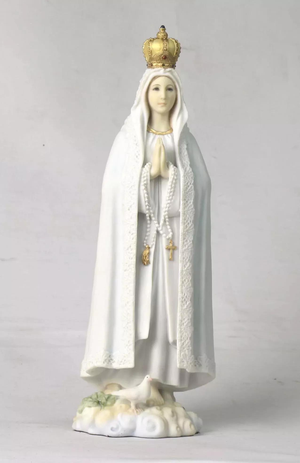 US Our Lady of Fatima Decorative Statue 10.63 Inch White Poly Stone