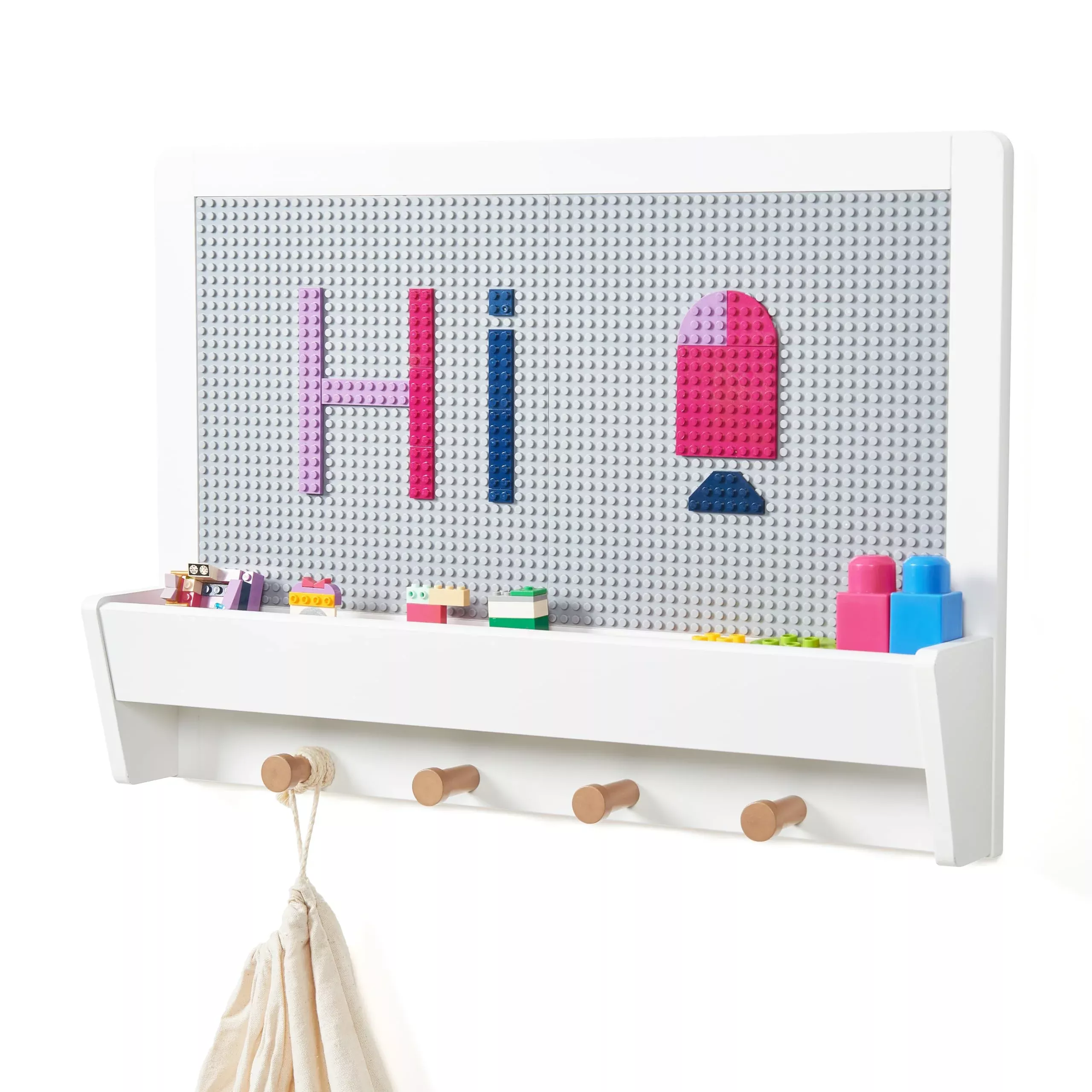 UTEX Kids Activity Wall - Wall-Mounted Building Panel, White, 57.5cm