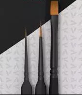 Vallejo 3990 Starter Synthetic Brush Set: Precision Round 3/0 & 1, Effects Flat 4