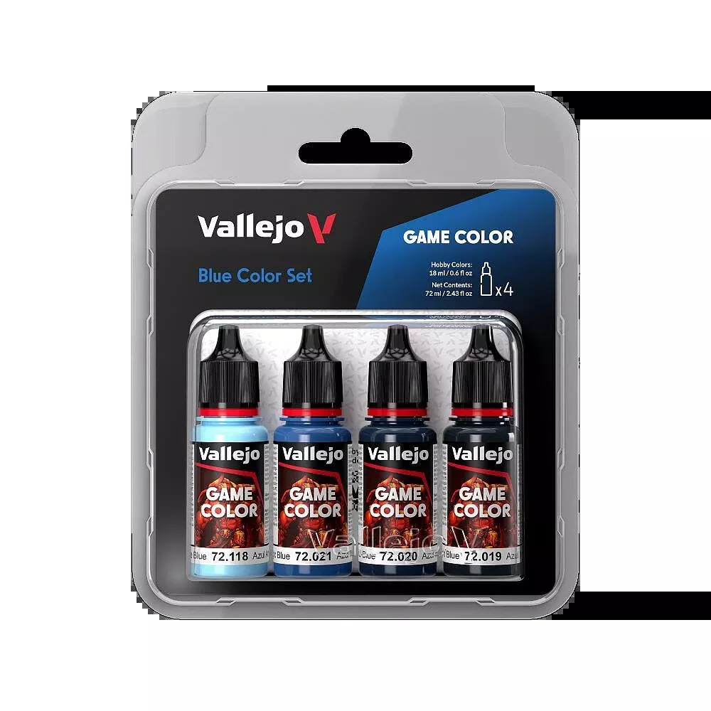 Vallejo 72.376 Blue (Base, Shadow, Light) Game Color 4 Color Paint Set
