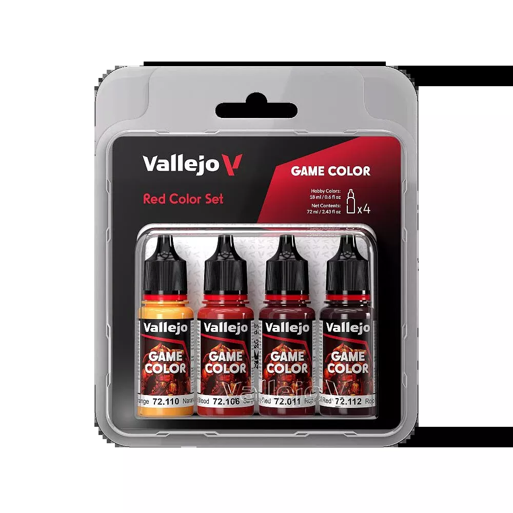 Vallejo 72.377 Red (Base, Shadow, Light) Game Color 4 Color Paint Set