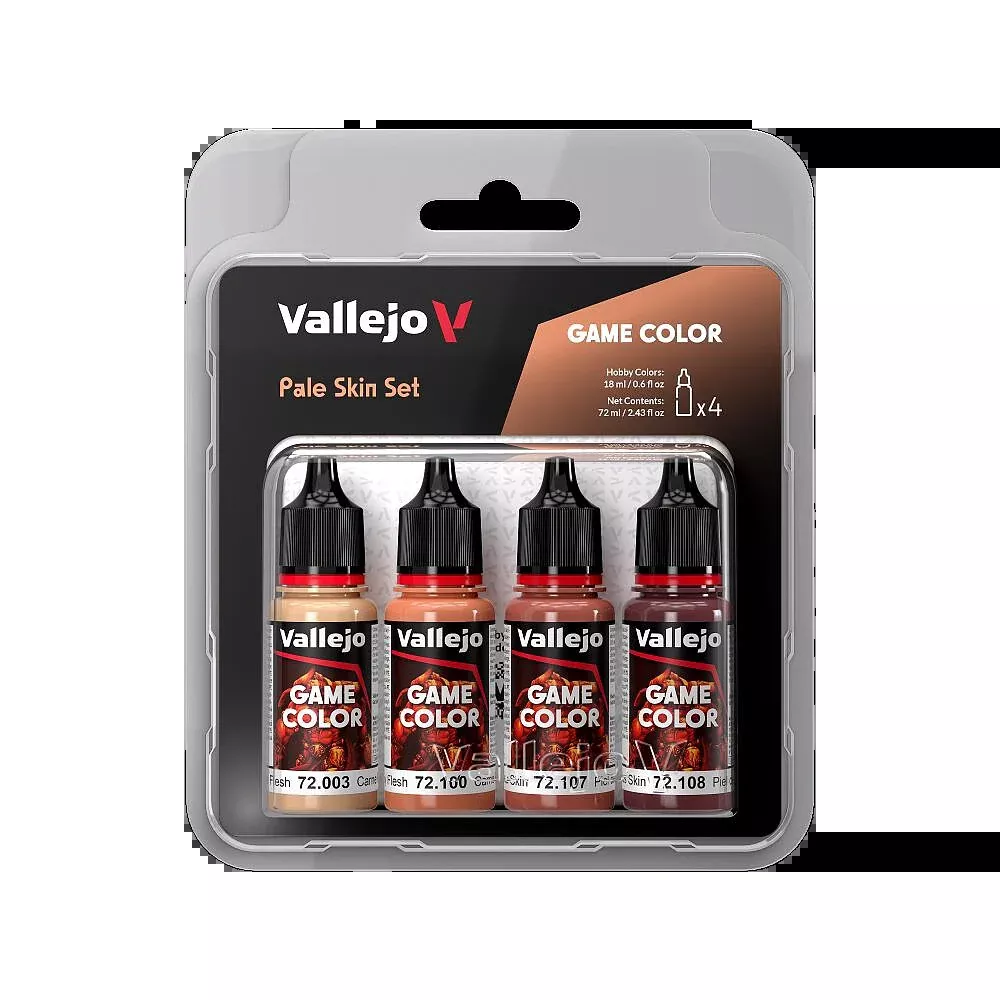 Vallejo 72.379 Pale Skin (Base, Shadow, Light) Game Color 4 Color Paint Set