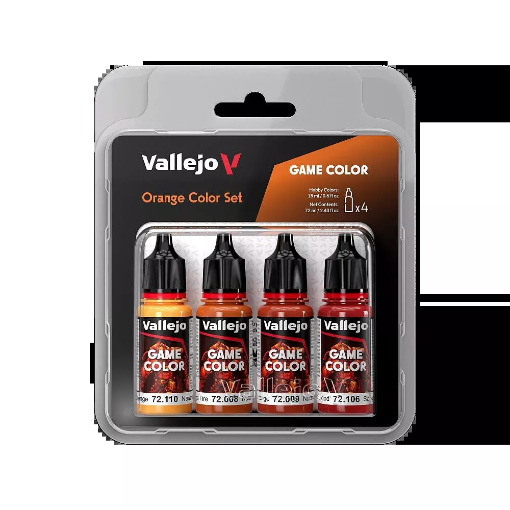 Vallejo 72.381 Orange (Base, Shadow, Light) Game Color 4 Color Paint Set