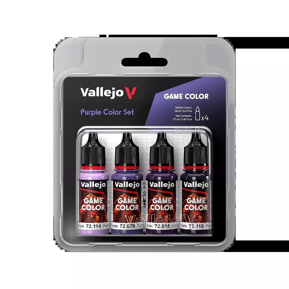 Vallejo 72.382 Purple (Base, Shadow, Light) Game Color 4 Color Paint Set