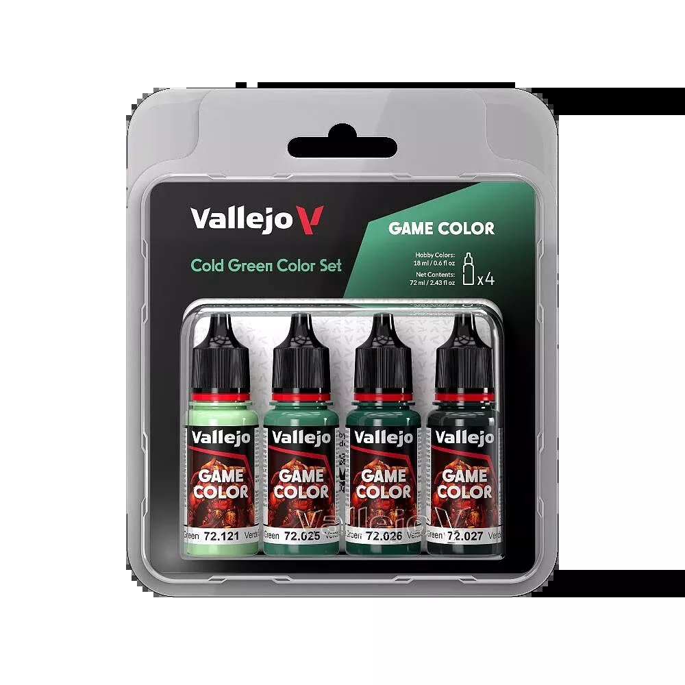 Vallejo 72.383 Cold Green (Base, Shadow, Light) Game Color 4 Color Paint Set