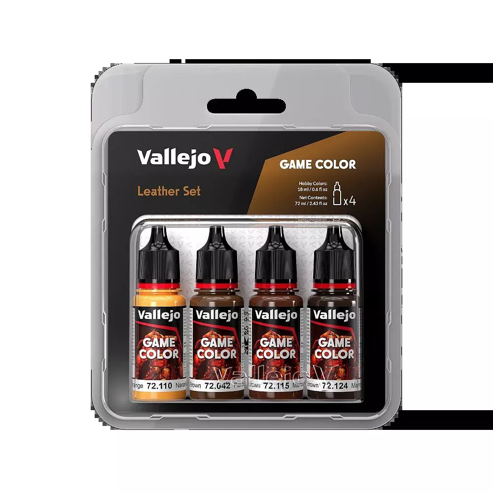 Vallejo 72.385 Leather (Base, Shadow, Light) Game Color 4 Color Paint Set