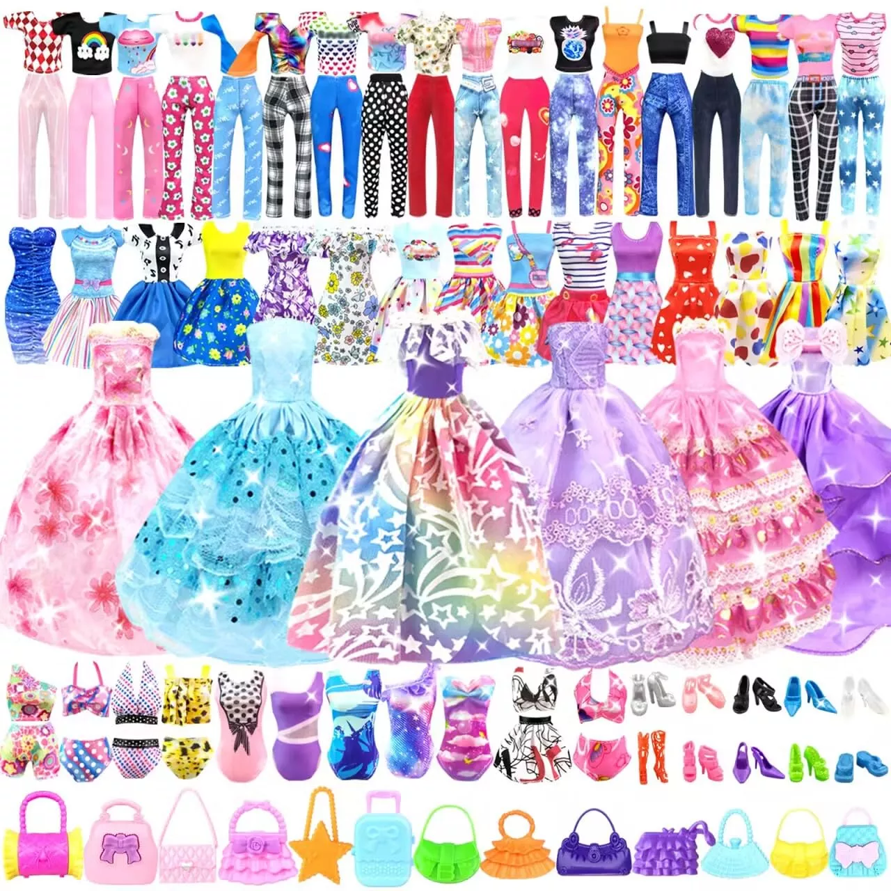 VLUSSO Doll Clothes and Accessories Set for 11.5" Dolls, 11 Pieces