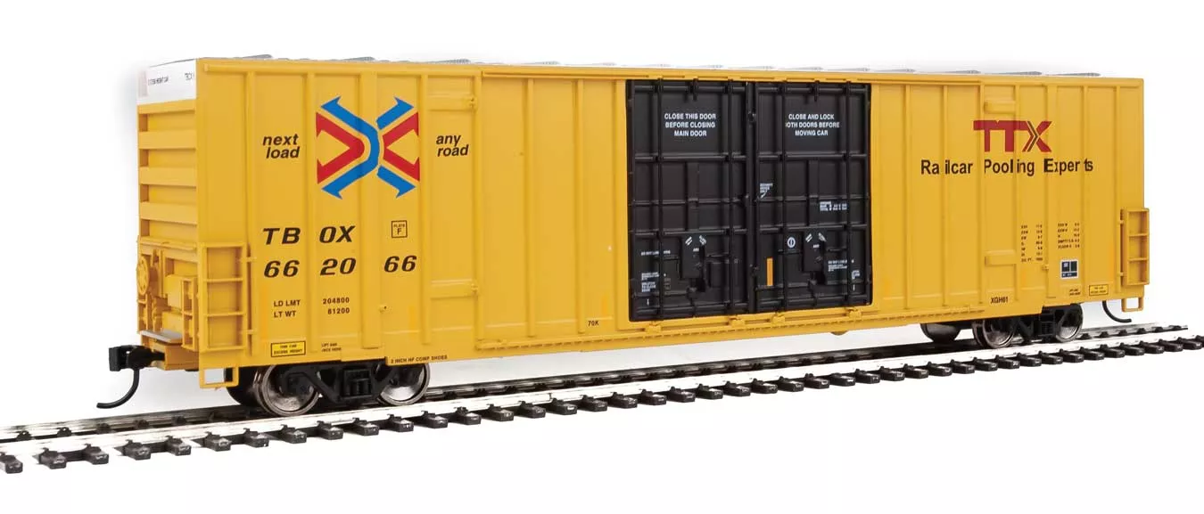 Walthers 910-2974 HO Scale 60' High Cube Plate F Boxcar TTX TBOX 662066 - Like New USED