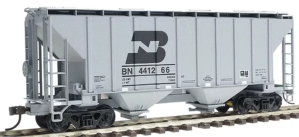 Walthers 932-5372 HO Scale Trinity 2 Bay Covered Hopper Burlington Northern BN 441266 Like New USED
