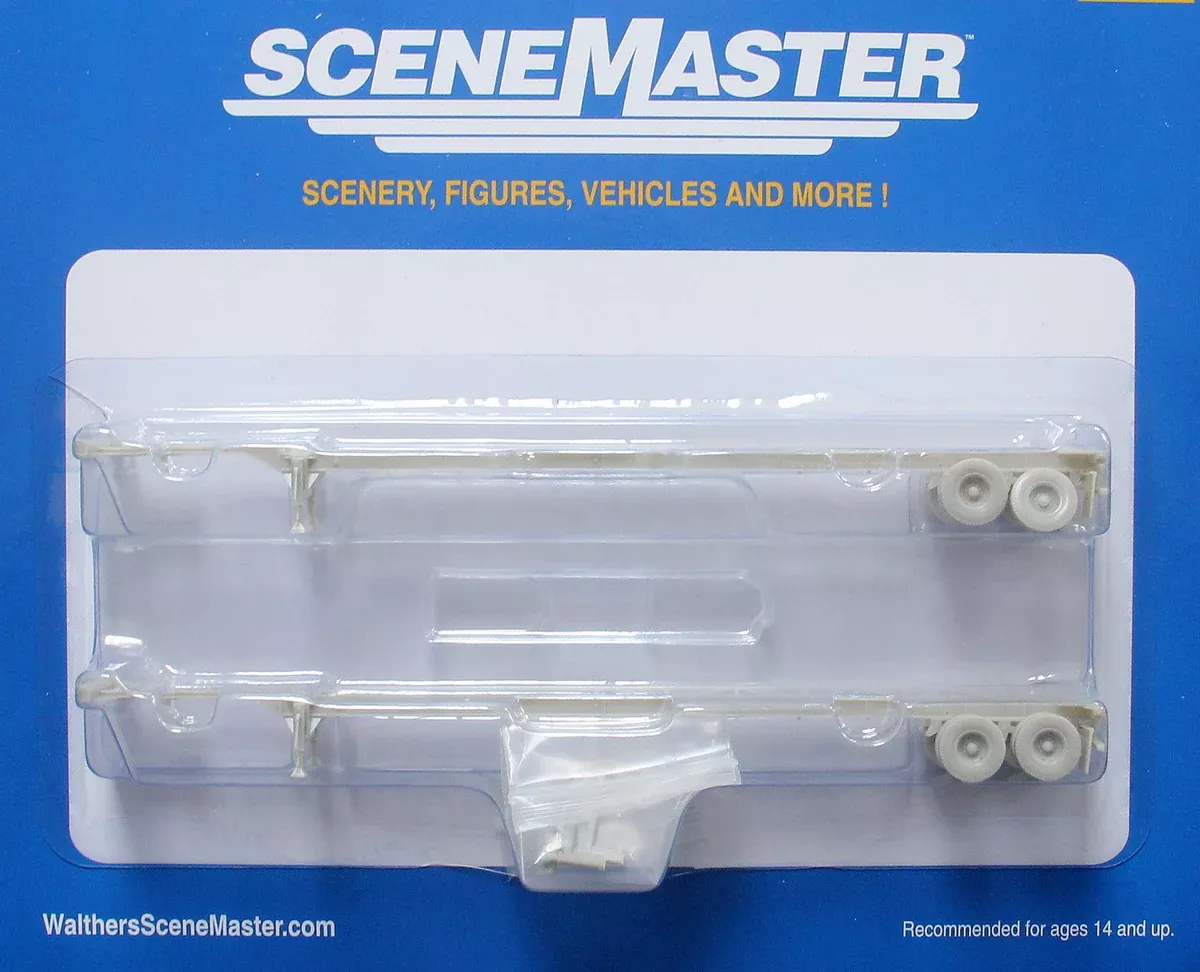 Walthers 949-4600 HO Scale 53' Container Chassis - Undecorated 2-Pack