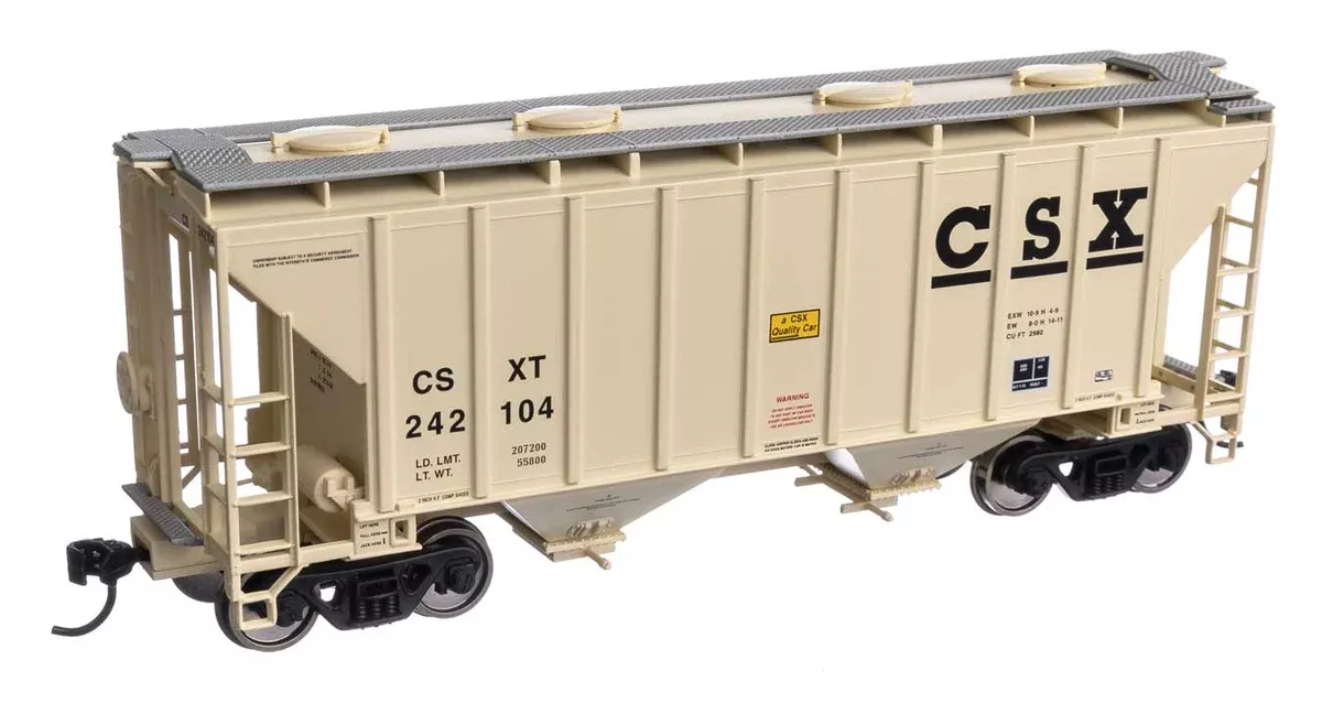 Walthers Mainline 910-7980 HO Scale 37' 2980 Cu-Ft 2-Bay Hopper CSX 242104