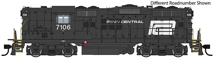 Walthers Proto 49707 HO Scale EMD GP9 Phase II High Short Hood - Standard DC -- Penn Central #7110 (black, white, Large Logo)